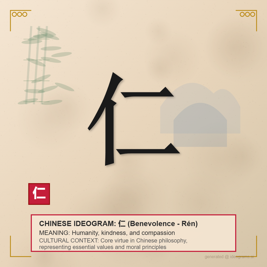 Chinese Ideogram for Benevolence (仁)