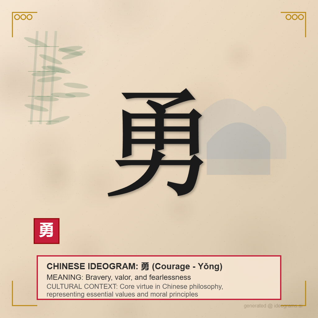Chinese Ideogram for Courage (勇)