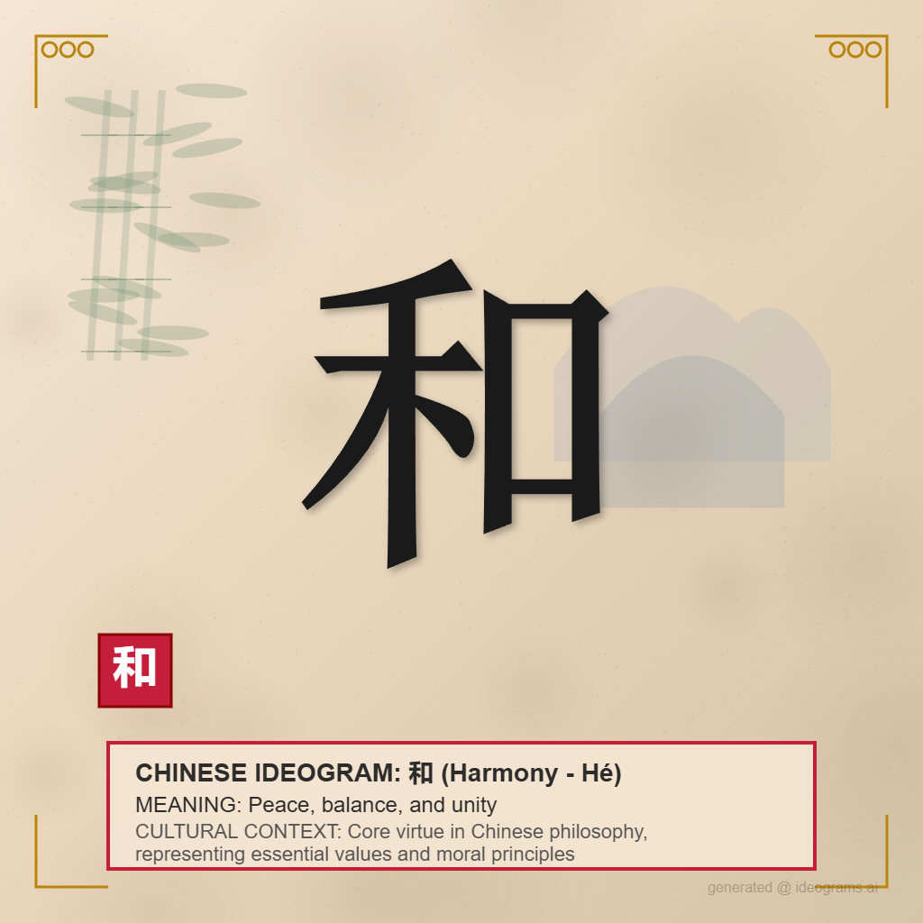 Chinese Ideogram for Harmony (和)