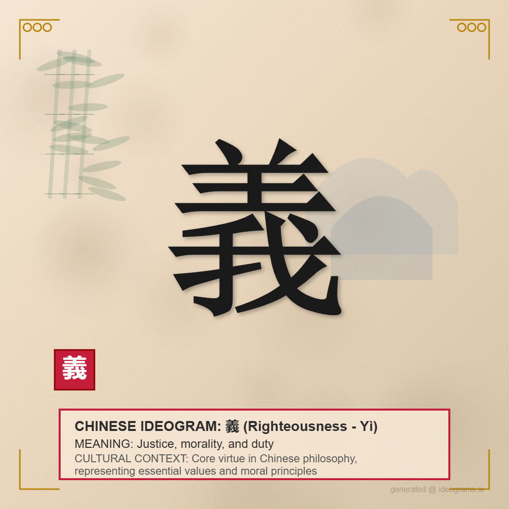 Chinese Ideogram for Righteousness (義)